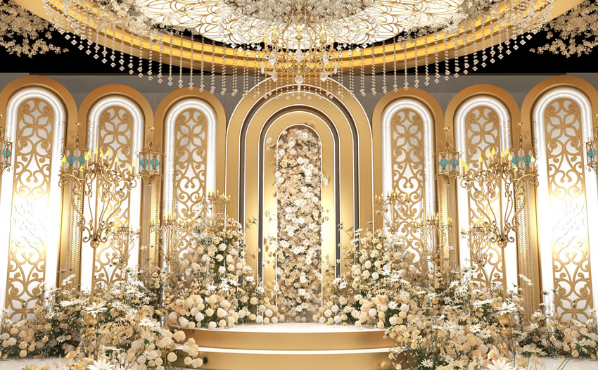 福山香槟色调婚礼堂效果展示